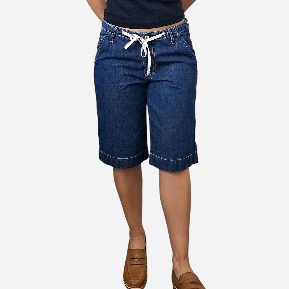 Merona Y2K Style Dark Wash Blue Denim Long Shorts Size XS - Picture 3 of 9